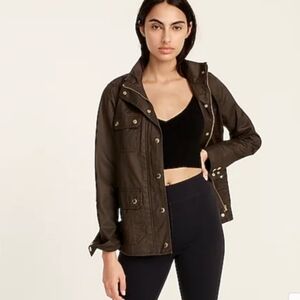 J.CREW Downtown Field Jacket Mossy Green Brown Waxed Cotton XXL TALL